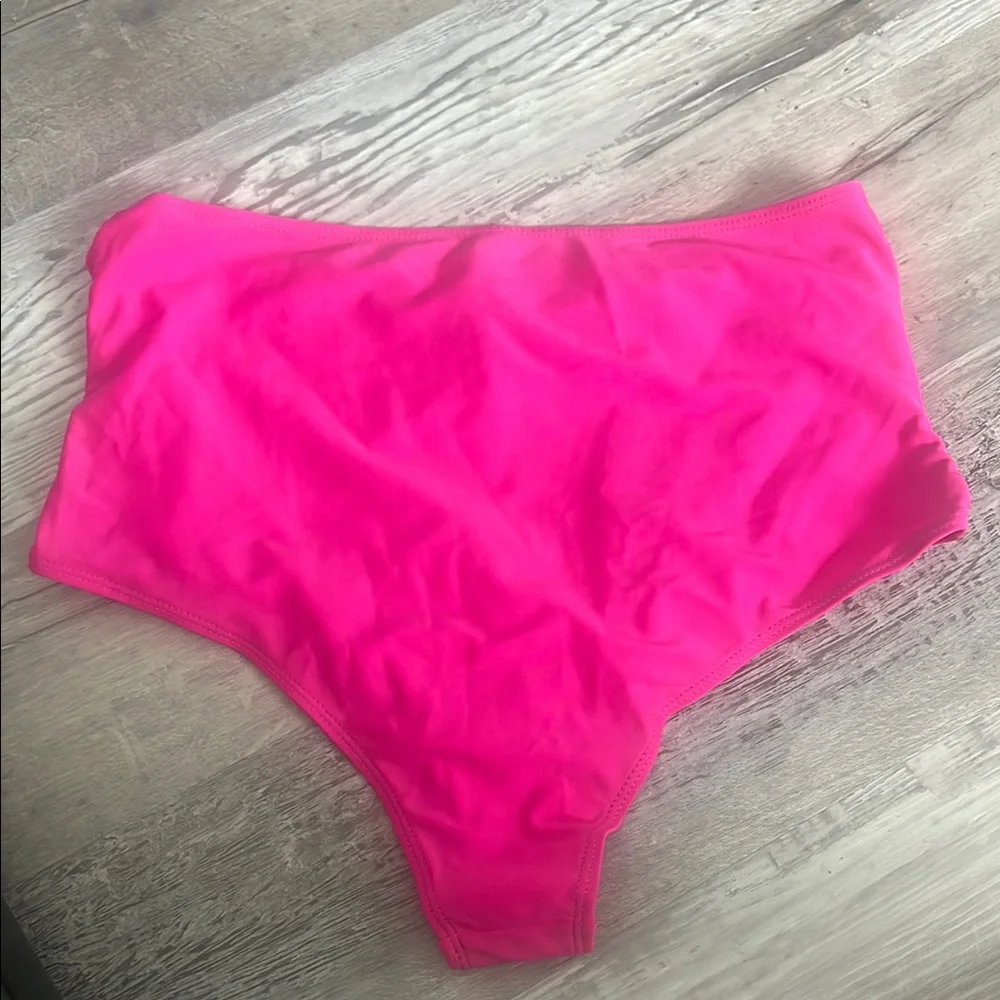 Vibrant Pink High-Waisted Bikini Bottom - Picture 3 of 3